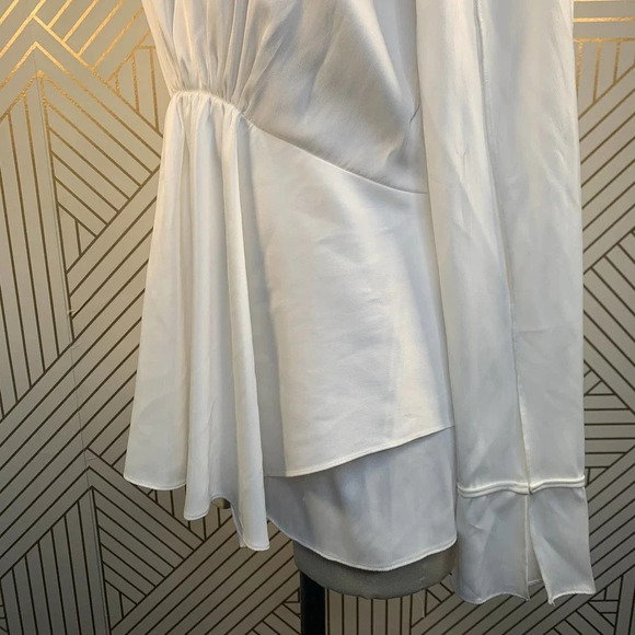 3.1 Phillip Lim Blouse Long Sleeve Empire Waist Satin‎ White Size 4 *Stained - Picture 5 of 12